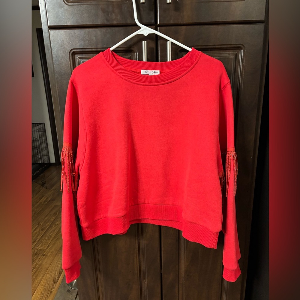Chaser Vibrant Red Fringe Sweatshirt